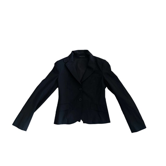 Women 6 Theory Amanda Blazer Wool 2 Button Black Suit Career Work Lined - Picture 1 of 6